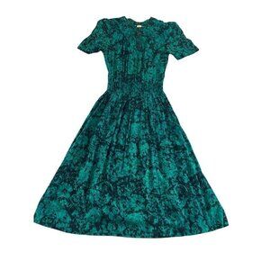VIntage Taurus 80's Green And Black Short Sleeve Summer Dress - 6